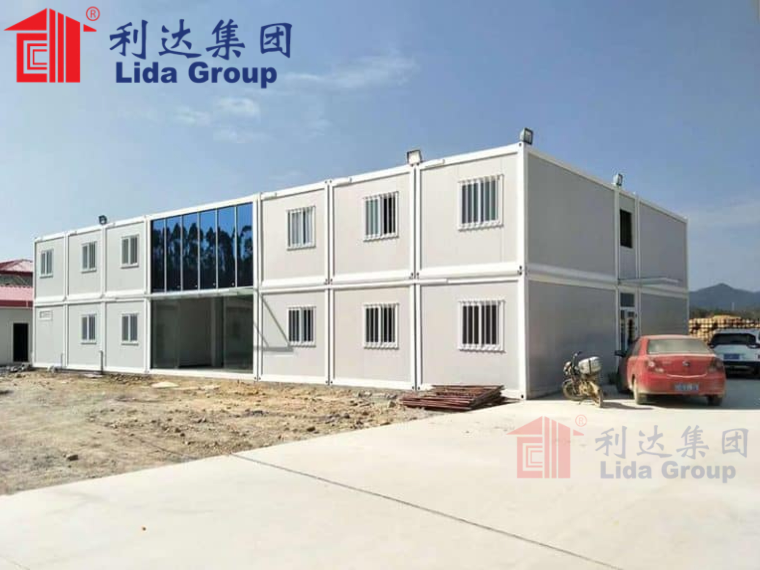 Lida Group exhibits prototype multi-unit container housing complexassembled in under four weeks showcasing speed and quality of industrialized systems construction using standardized modular components.